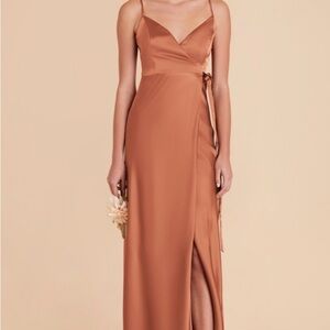 Elegant Peach Satin Dress